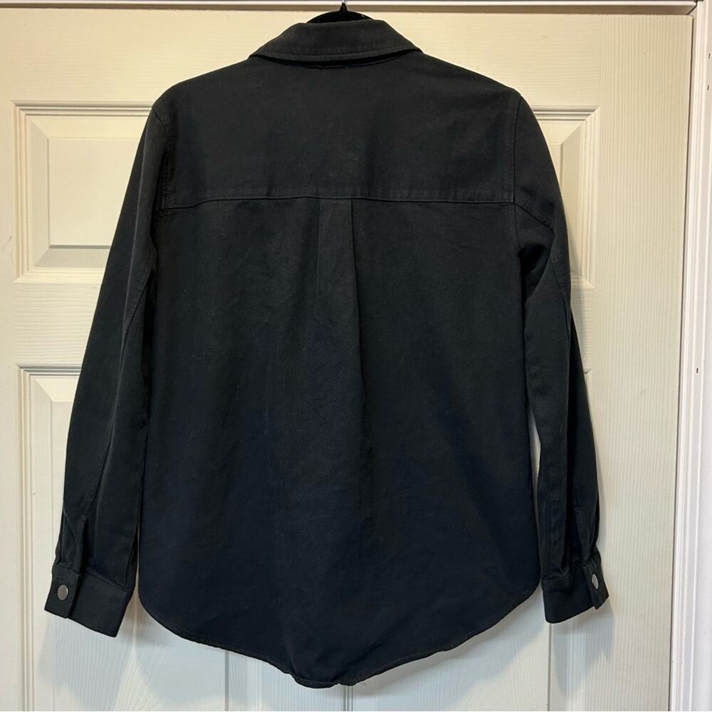 Eileen Fisher Shacket Button Down Shirt Jacket Black Collar Womens Size XXS - Picture 3 of 6